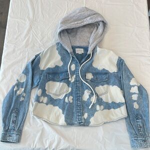 American Eagle Outfitters Denim Jacket with Gray Hood